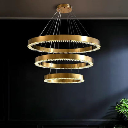 Morges | Gold Crystal Round Chandelier, 31.5*23.6"By Miron Demid LLC