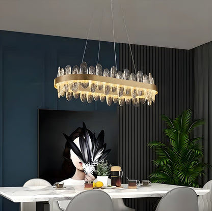 Agna | Creative Rectangle Hanging Crystal LED Chandelier for Living Room, Black, Large - L47.2" / L120cm, Warm Light, Non-DimmableBy Miron Demid LLC
