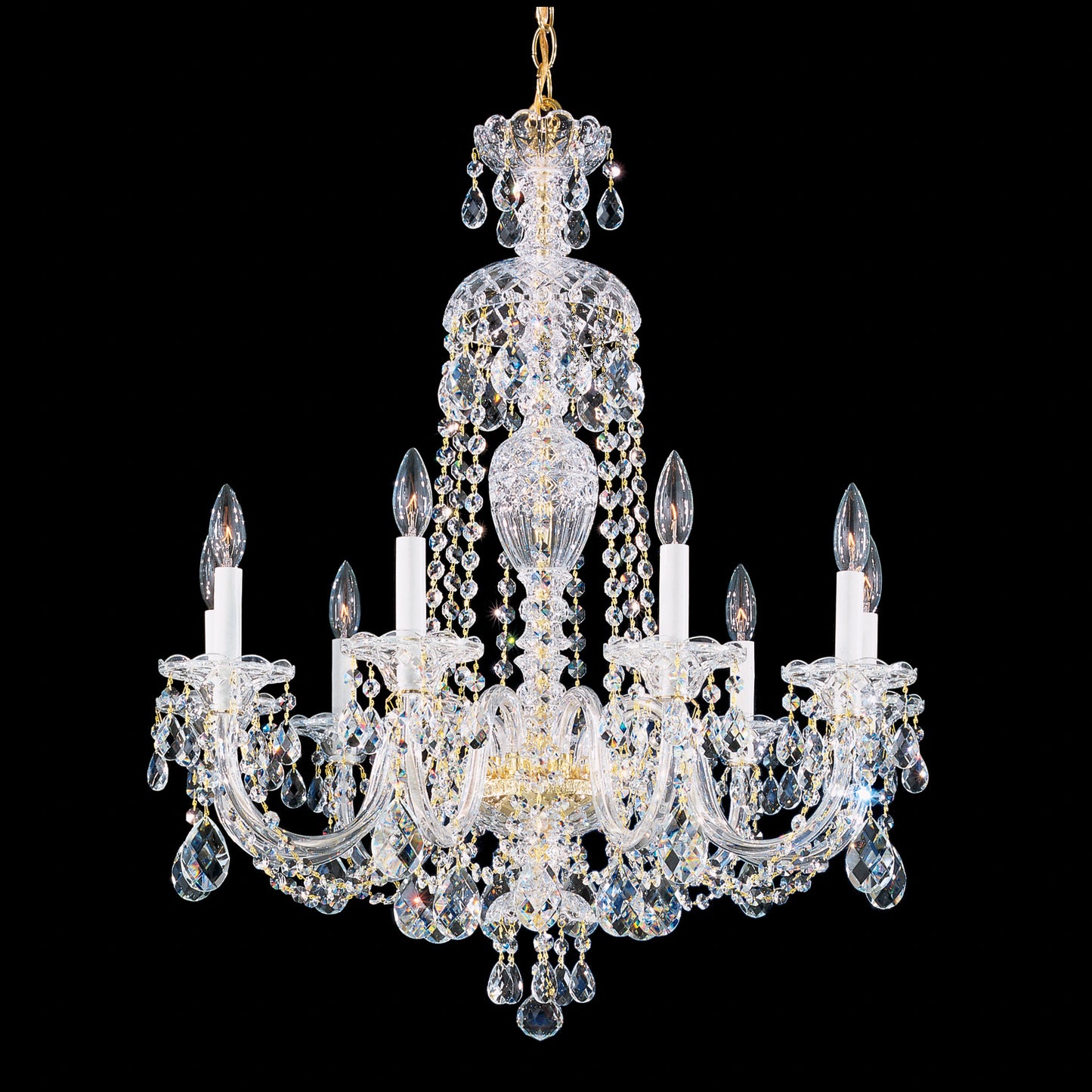 Sterling 9-Light Chandelier in Silver With Clear Heritage CrystalBy Schonbek
