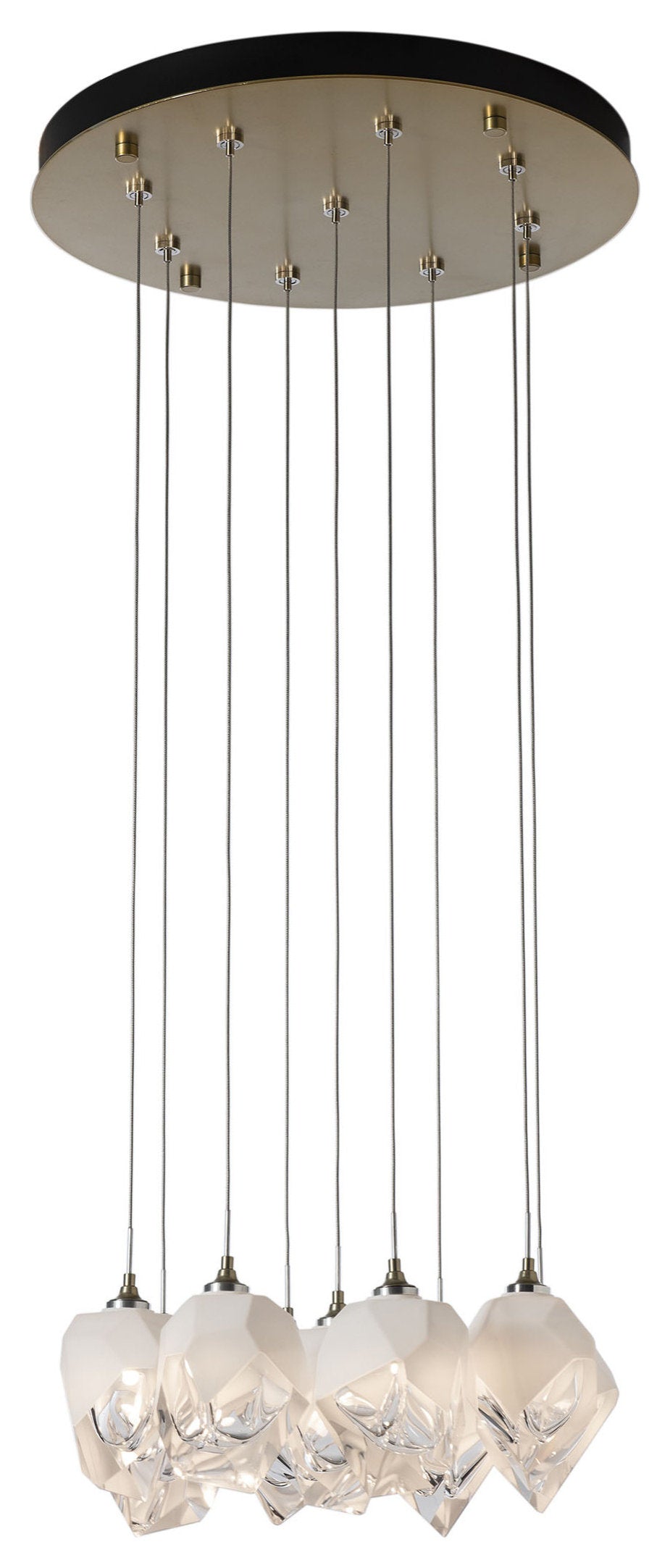 Chrysalis 9-Light Small Crystal Pendant Modern Brass Finish- Long, White CrystalBy Hubbardton Forge