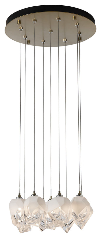 Chrysalis 9-Light Small Crystal Pendant Modern Brass Finish- Long, White CrystalBy Hubbardton Forge