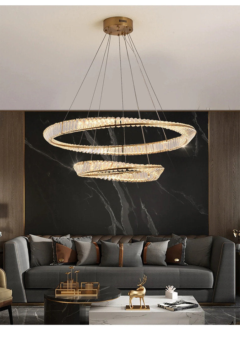 Monthey | Modern Gold Crystal Chandelier for Living Room, Dia31.5x23.6"/80x60cmBy Miron Demid LLC