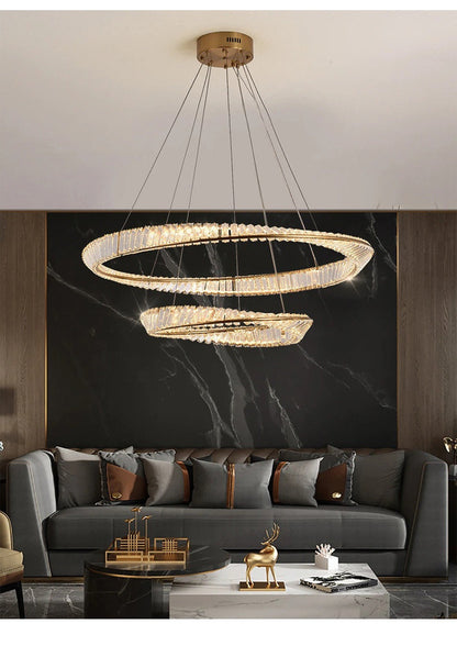 Monthey | Modern Gold Crystal Chandelier for Living Room, Dia31.5x23.6"/80x60cmBy Miron Demid LLC