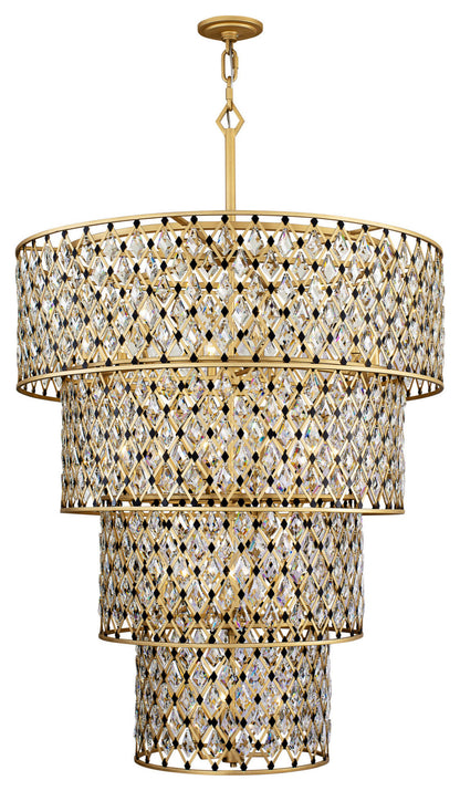 Windsor 21-Lt 4-Tier Crystal Chandelier - French Gold/Matte BlackBy Varaluz
