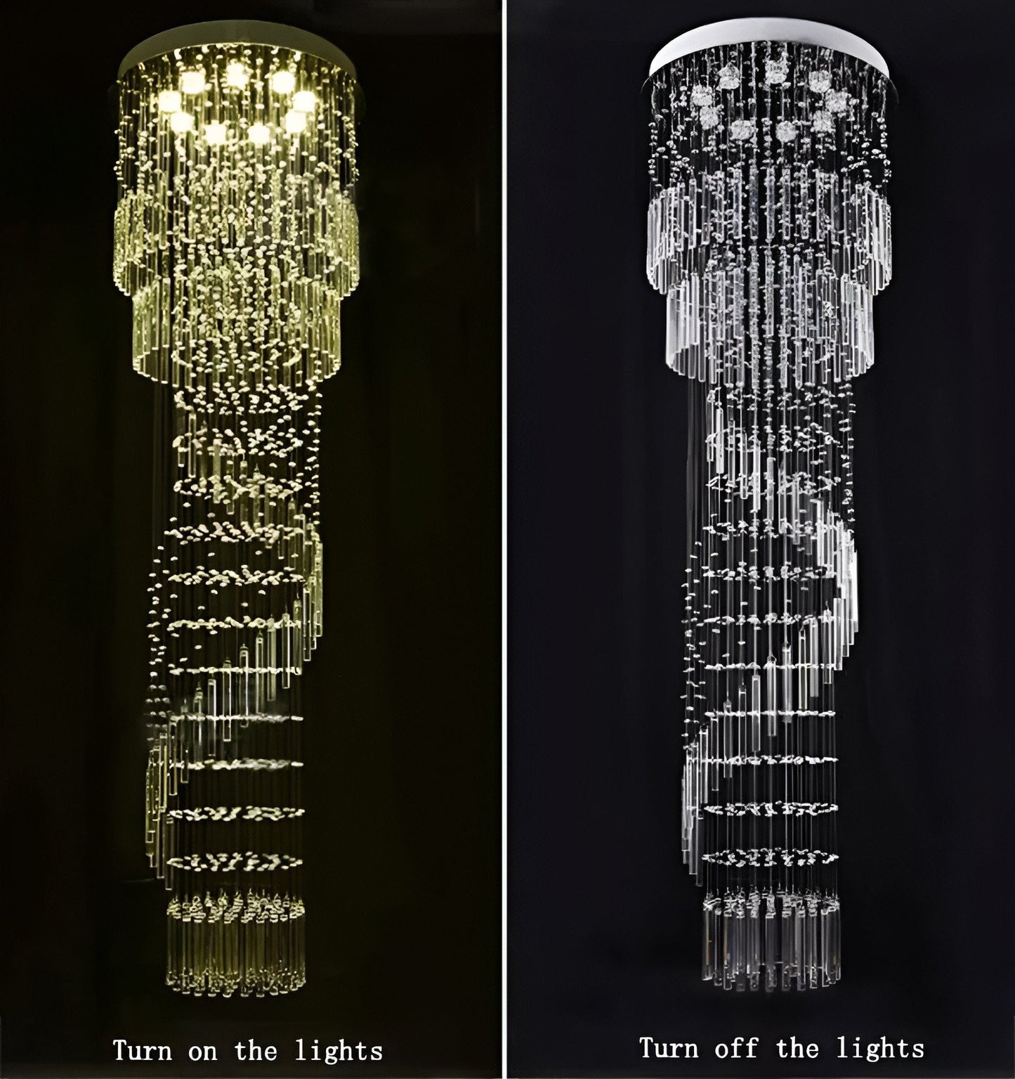 Levens | Exquisite Modern Flush Mount Crystal Chandelier, Dia31.5xh118.11" / Dia80xh300cm, Warm LightBy Miron Demid LLC