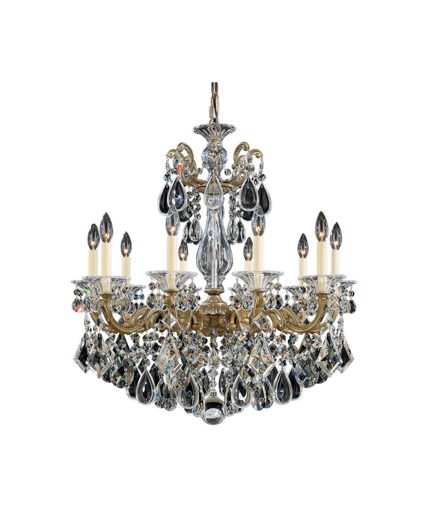 La Scala 10-Light Chandelier in Parchment Bronze With Clear Heritage CrystalBy Schonbek