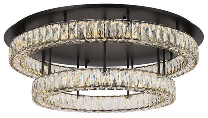 Elegant Lighting 3503F33L2 Monroe 2 Light 34"W LED Semi-Flush - BlackBy Elegant Furniture & Lighting