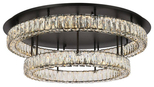 Elegant Lighting 3503F33L2 Monroe 2 Light 34"W LED Semi-Flush - BlackBy Elegant Furniture & Lighting