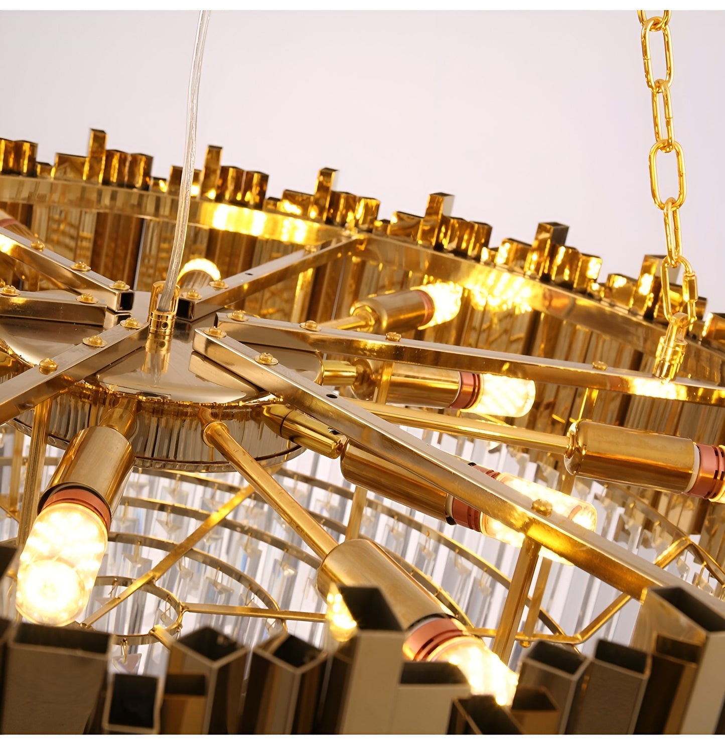 Beausoleil | Empire Gold Crystal Chandelier For Stairway, Dia 47.2'' 4 LayersBy Miron Demid LLC