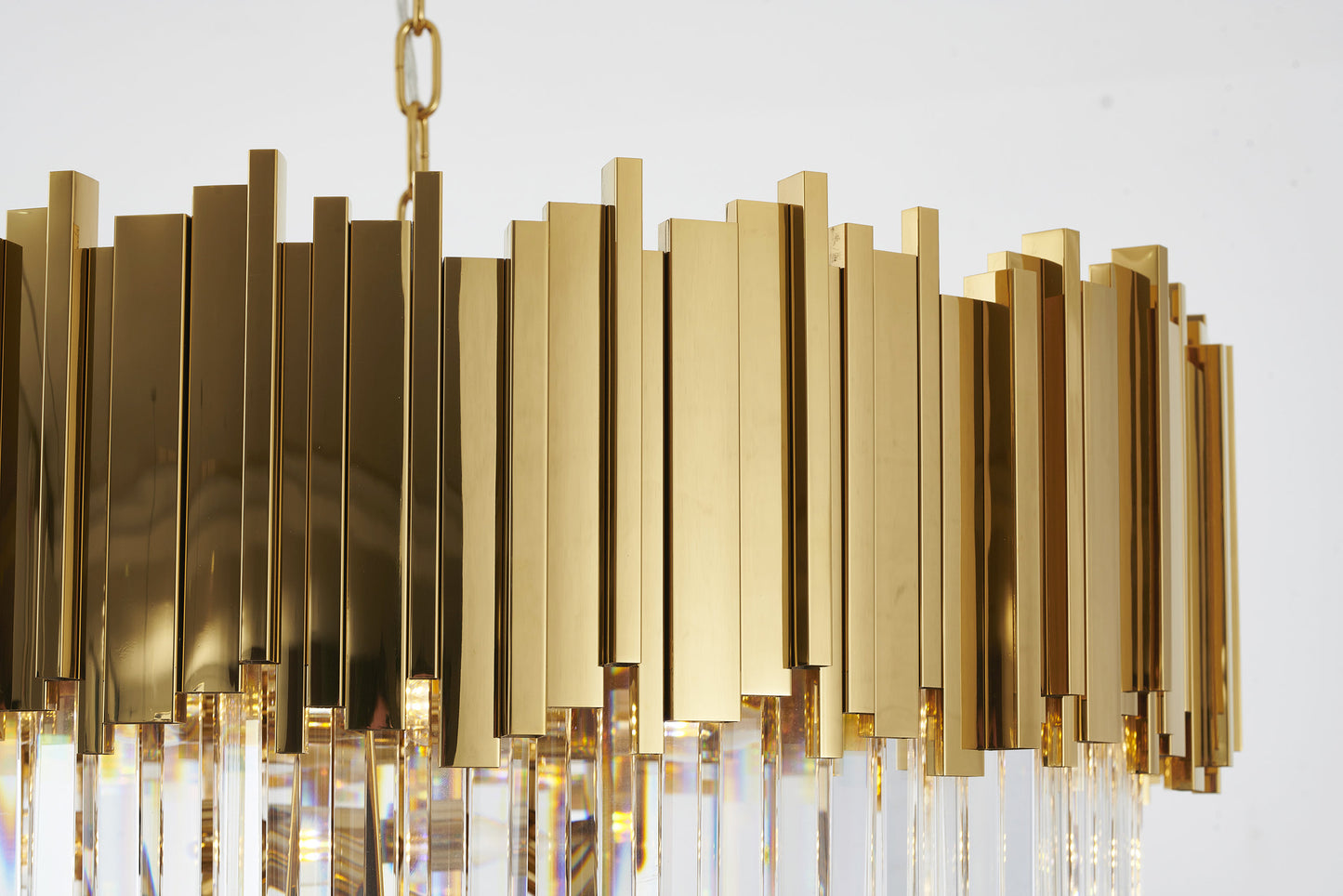3-Tier Gold Rod Round Frame With Clear Crystal ChandelierBy Design Living