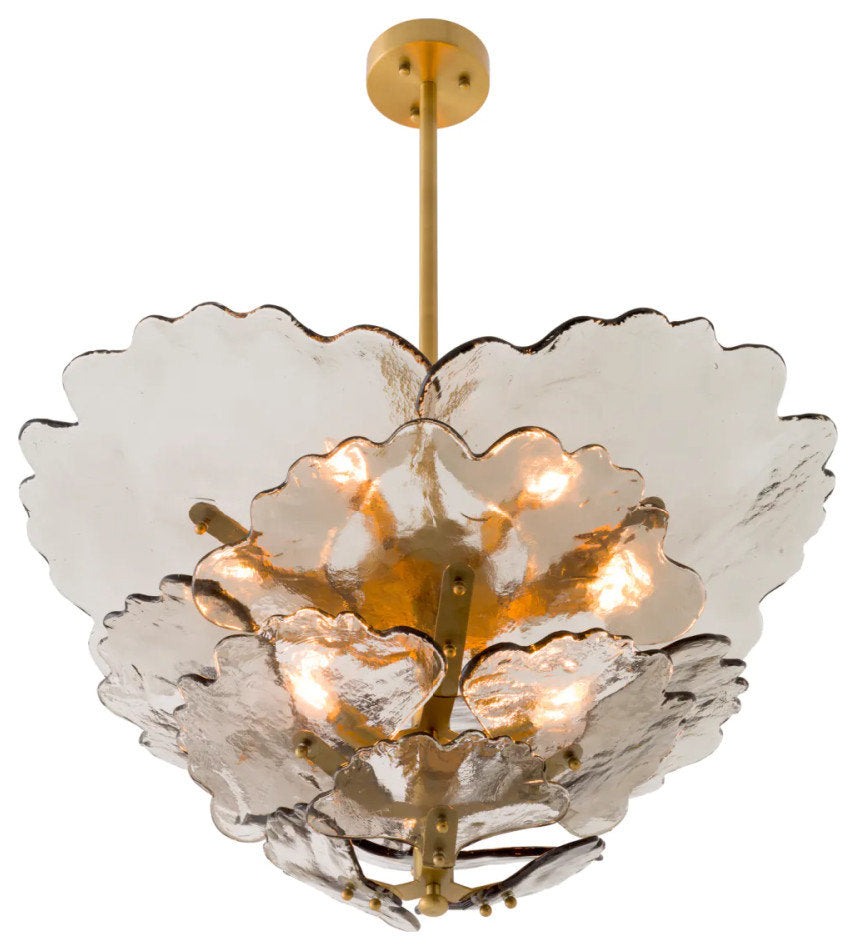 Glass Petals Chandelier, Eichholtz Florina, Smoke GlassBy OROA - Furniture