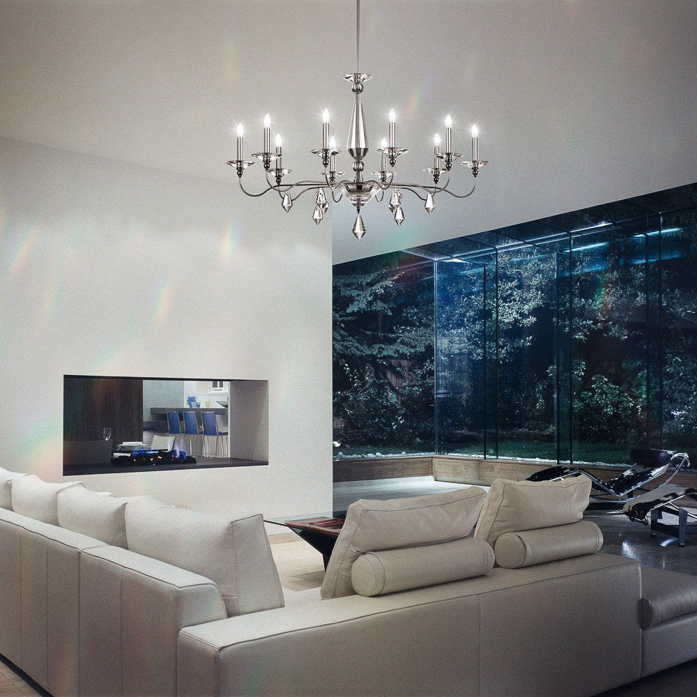 Schonbek 9695N-40Cl 10 Light Crystal Chandelier, Polished SilverBy Schonbek