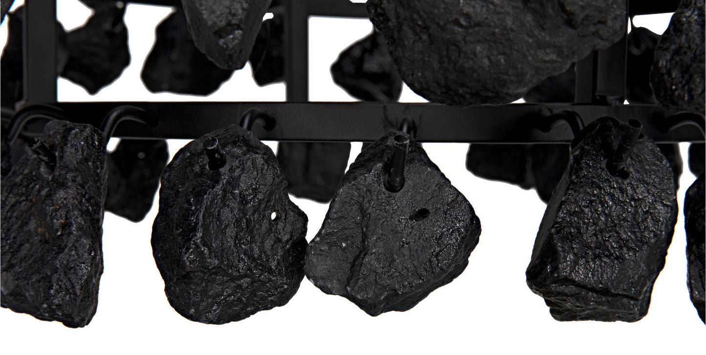 Vulcan Chandelier, Black Steel With Black GlassBy Noir
