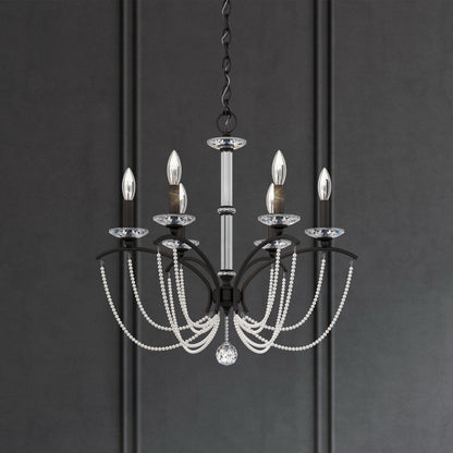 Priscilla 23.5x23.5" 6 Light Chandelier, Black Matte, In White PearlBy Schonbek