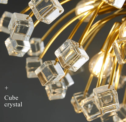 Aggius | Colorful Crystal Led Round Ceiling Chandelier, 23.6", SquareBy Miron Demid LLC