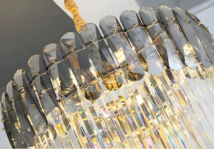 Belvedere | Royal Long Crystal Chandelier For Staircase, Smoke Grey Crystal, Dia27.6xh82.7" / Dia70xh210cm, Warm LightBy Miron Demid LLC