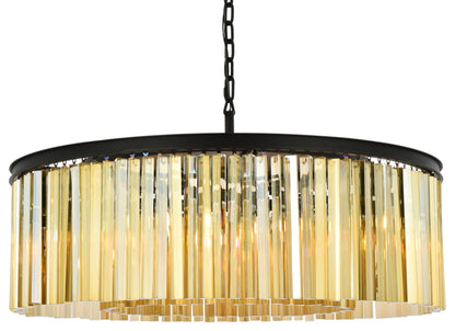 Elegant Lighting 1208G43-GT/RC Sydney 10 Light 44"W Crystal Drum - Matte BlackBy Elegant Furniture & Lighting