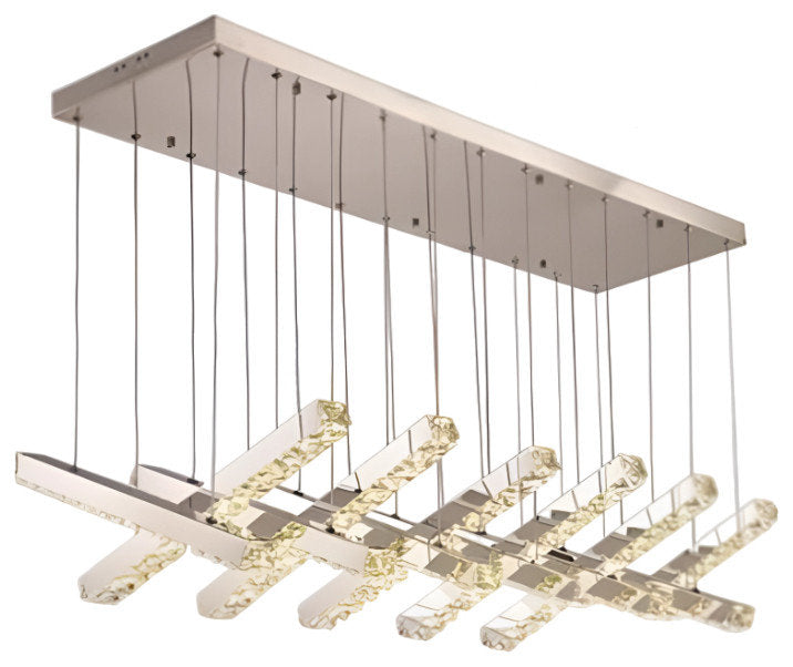 Stylish Crystal LED Chandelier, Silver, 12 Lights, Non-Dimmable, Cool LightBy Miron Demid LLC