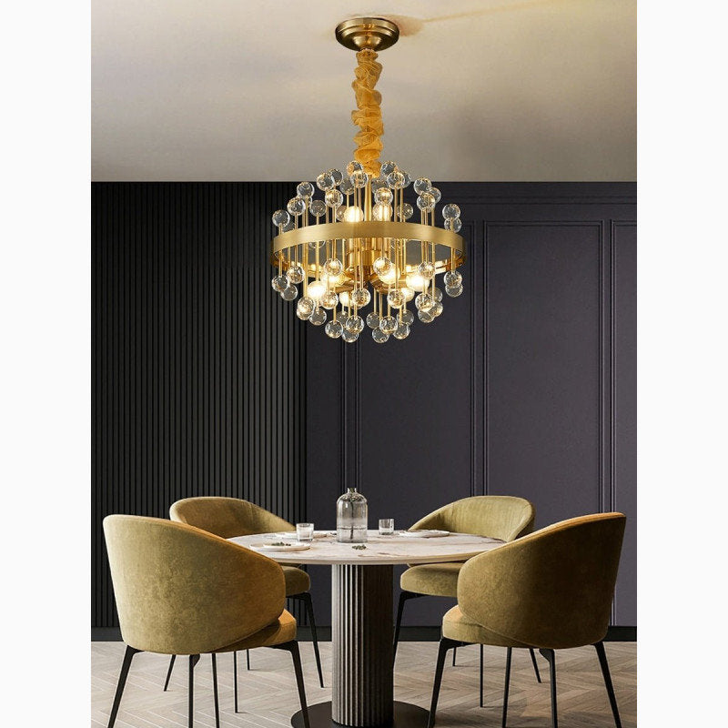 Colorful Modern Living Room Chandelier, Round Crystal, 31.5''By Miron Demid LLC