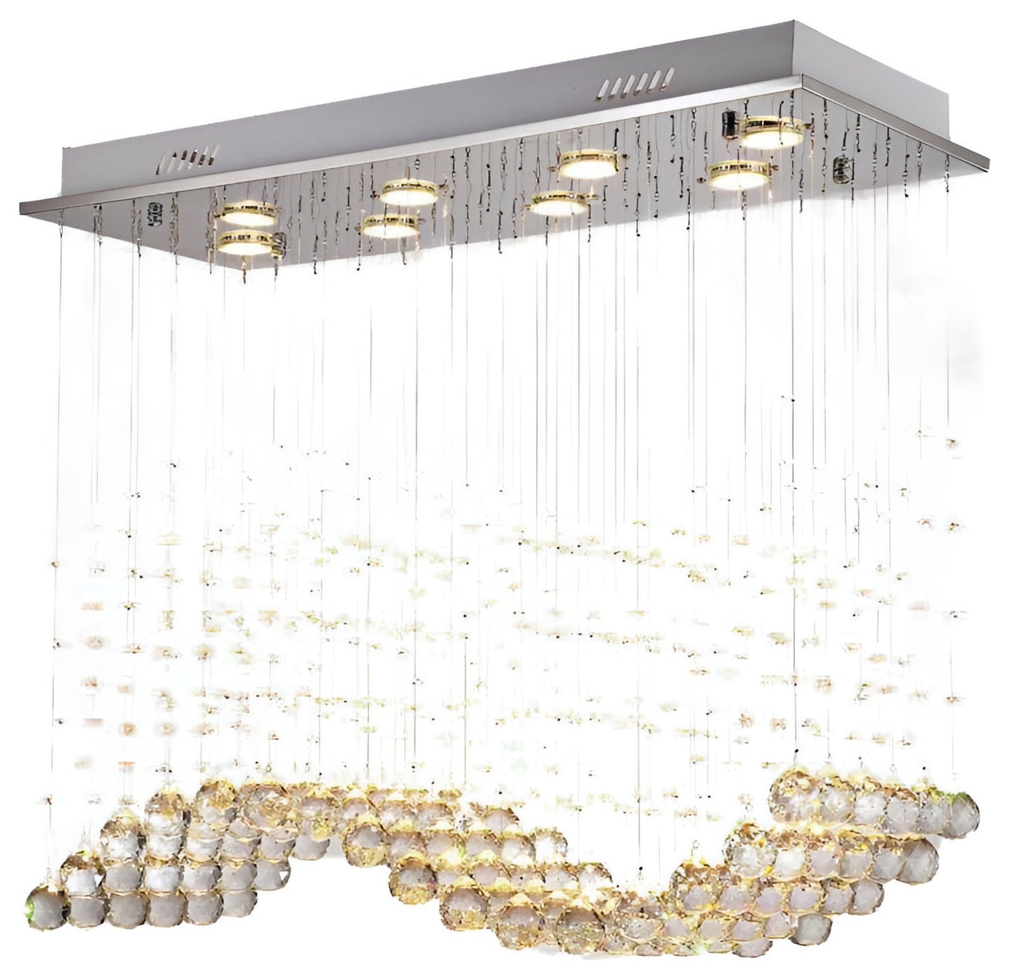 Agropoli | Luxury Rectangle LED Crystal Lamp for Dining Room, L39.4xw9.8xh39.4", Warm LightBy Miron Demid LLC