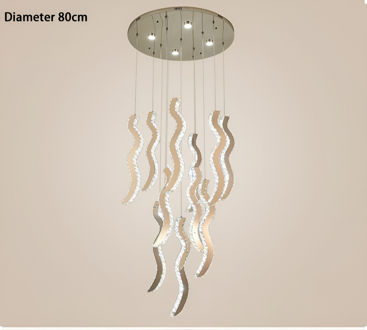 Menaggio | Gold Crystal Wave Light Fixture, Gold, 47.2'' (17 Lights)By Miron Demid LLC