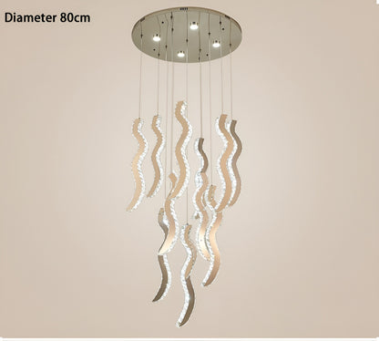 Menaggio | Gold Crystal Wave Light Fixture, Gold, 47.2'' (17 Lights)By Miron Demid LLC