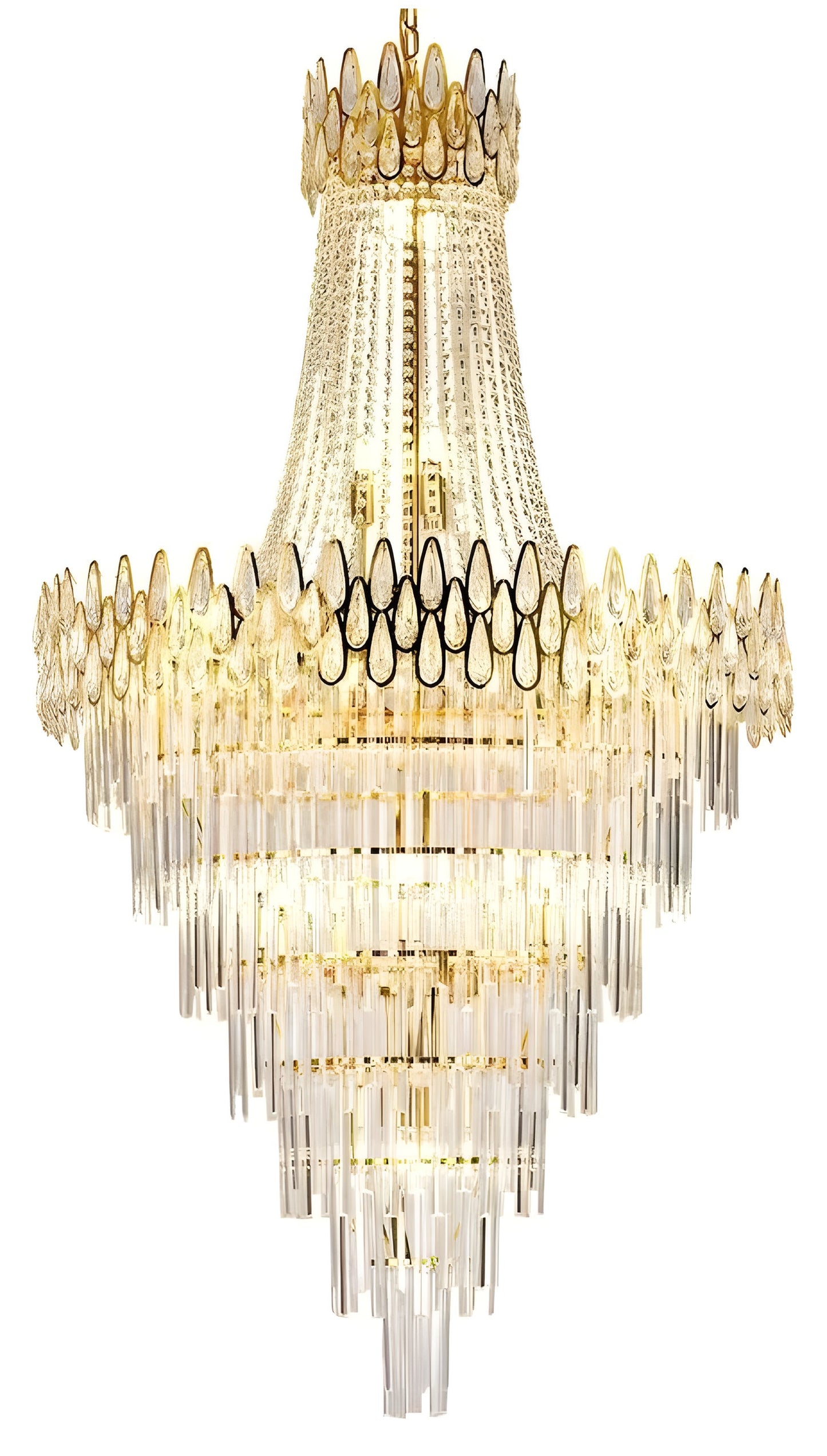 La Bollene-Vesubie | Hanging Posh Gold Crystal Chandelier, Medium - Dia80xh120cm / Dia31.5xh47.2"By Miron Demid LLC