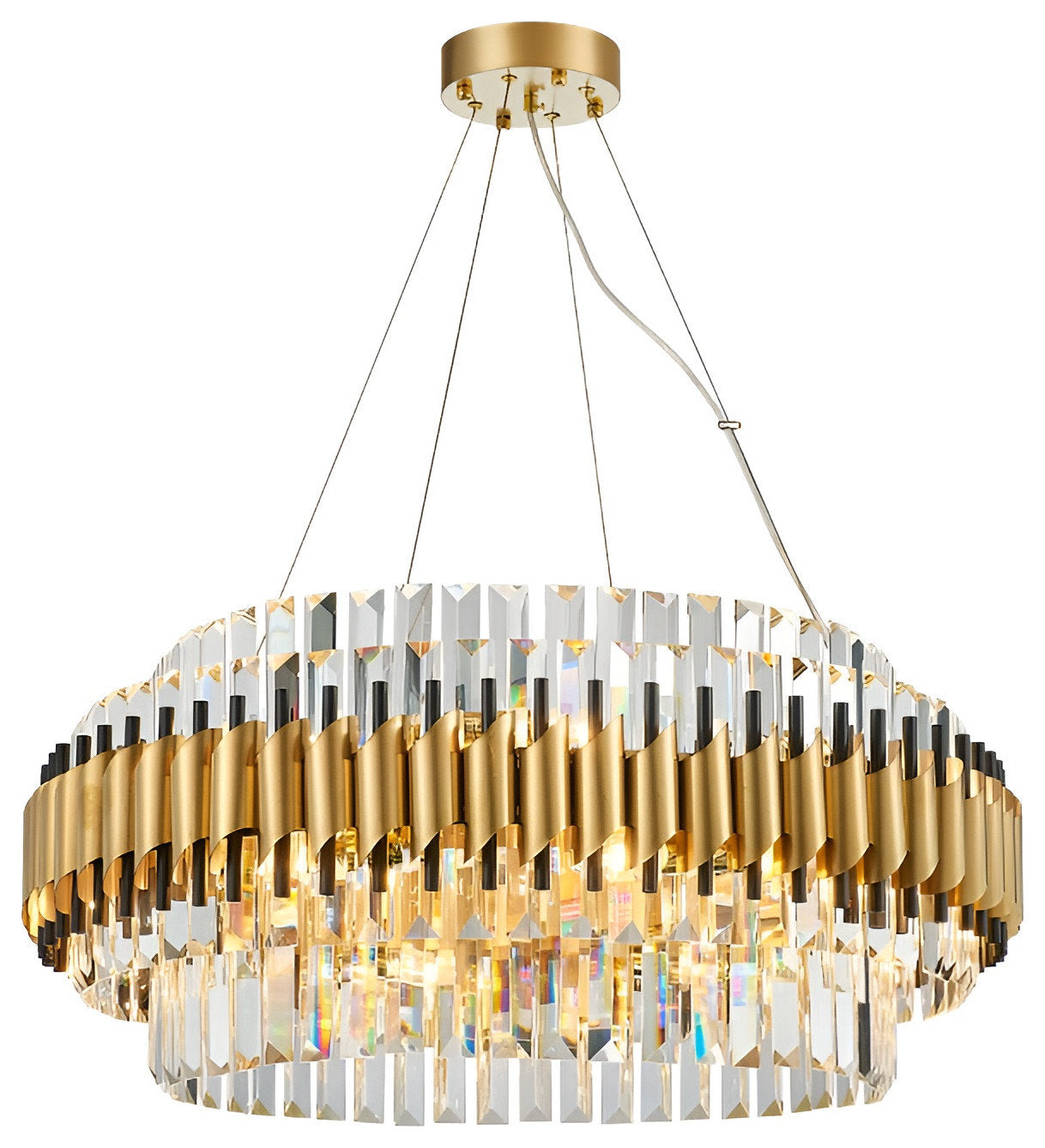Innichen | Luxury Crystal LED Chandelier of Stainless Steel for Living Room, Dia39.4xh13.7", Cool LightBy Miron Demid LLC