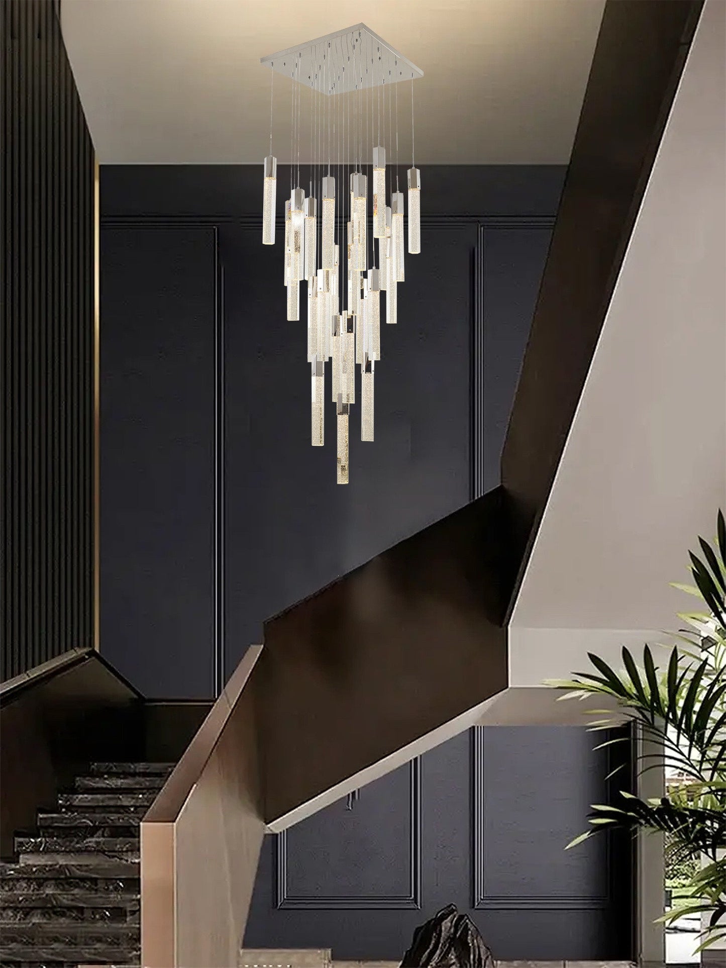 25-Light Chrome Stainless Steel Chandelier With CrystalsBy Design Living