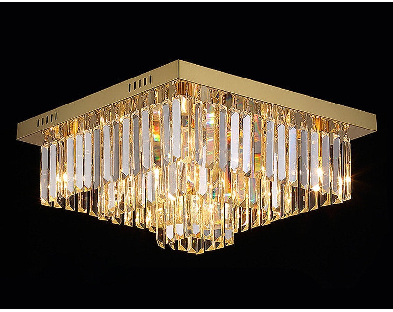 Bagnolo in Piano | Gold Square Crystal Chandelier, 39.4''By Miron Demid LLC