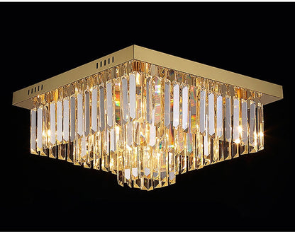 Bagnolo in Piano | Gold Square Crystal Chandelier, 39.4''By Miron Demid LLC