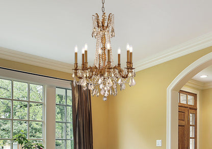 Elegant Lighting 9208D24-GT/RC Rosalia 8 Light 24"W Crystal - French GoldBy Elegant Furniture & Lighting