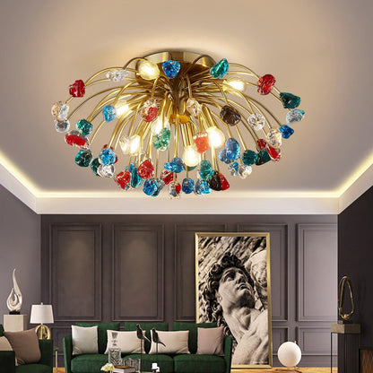 Aggius | Colorful Crystal Led Round Ceiling Chandelier, 23.6", ColorfulBy Miron Demid LLC