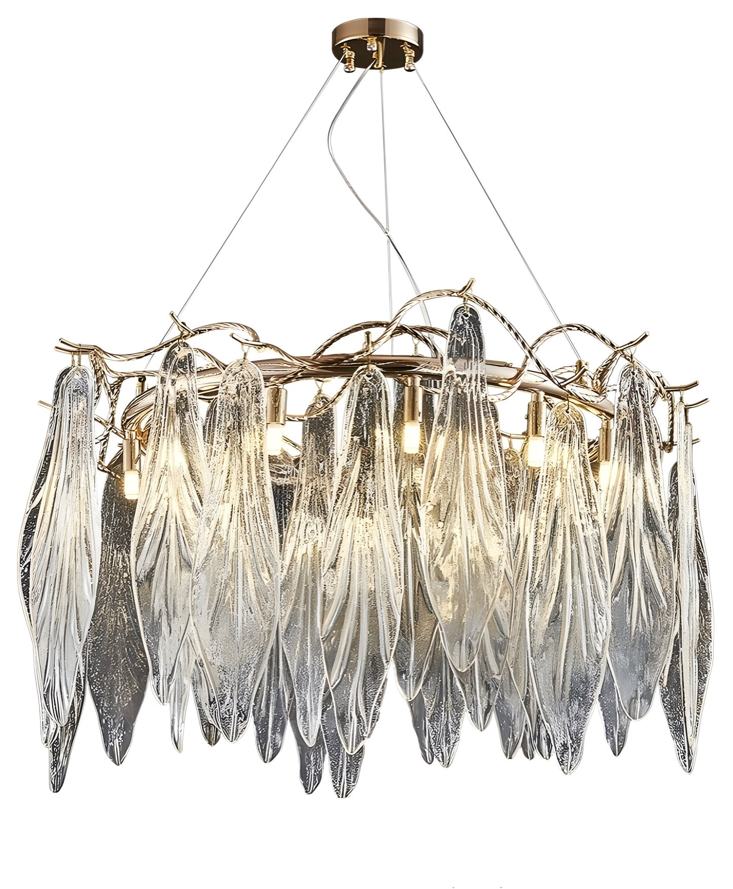 Alpette | Drum Gold Modern Crystal Glass Chandelier For Living room, Dia31.5"By Miron Demid LLC