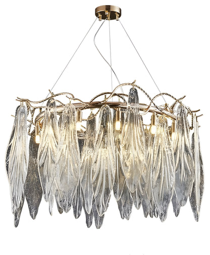Alpette | Drum Gold Modern Crystal Glass Chandelier For Living room, Dia31.5"By Miron Demid LLC