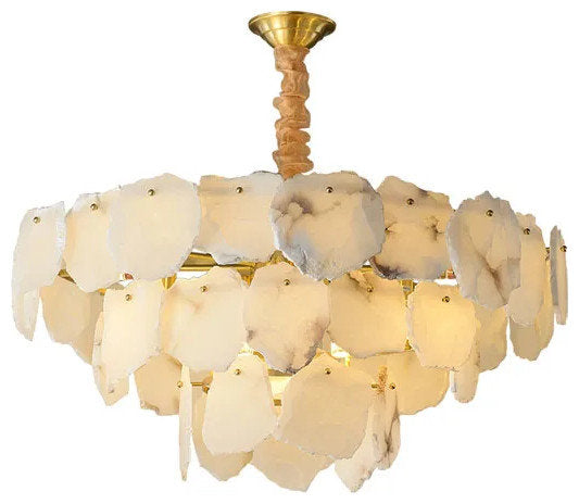 3-Tier Natural Marble Modern Chandelier, 80cmBy Morsale.com