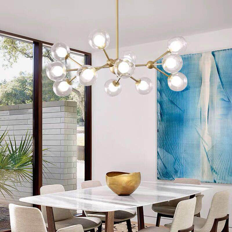 Cabiate | Glass Globe Shaped Chandelier for Bedroom, 12 Lights, Warm LightBy Miron Demid LLC