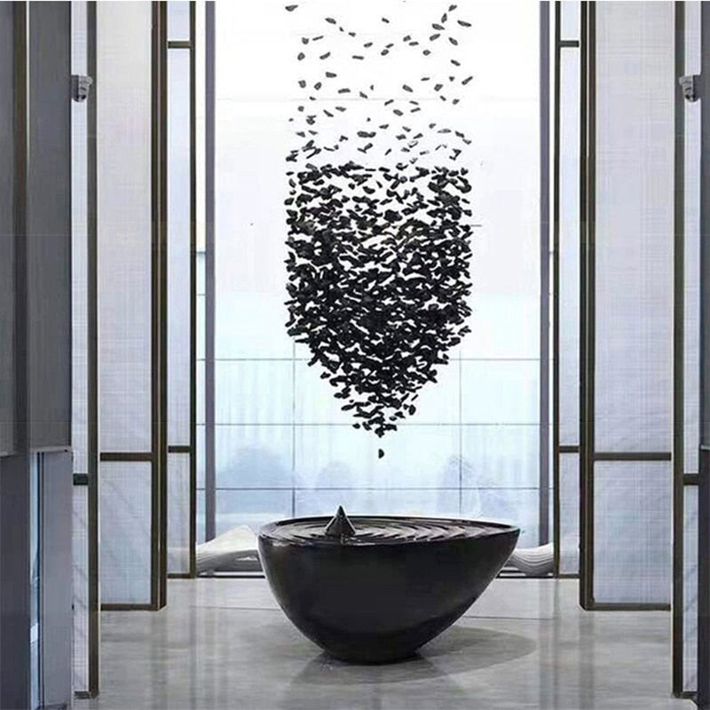 Le Port | Floating Luxury Crystal Chandelier With Decorative Stones, Black, Dia23.6xh78.7", Warm LightBy Miron Demid LLC