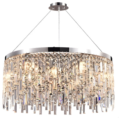 Inveruno | Modern Drum LED Silver Crystal Chandelier for Living Room, Kitchen, Dia31.5" / Dia80cm, Cool Light, Non-DimmableBy Miron Demid LLC