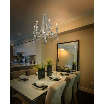 Barcelona 6-Lt Crystal Chandelier - Transcend SilverBy Varaluz