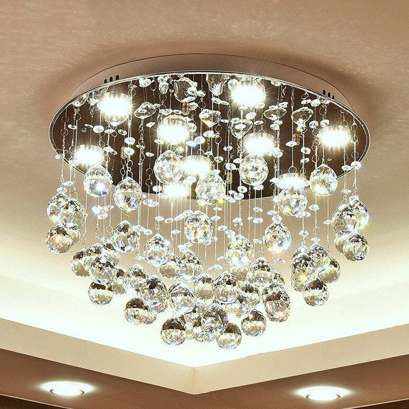 Inverigo | Luxury Round Crystal LED Ceiling Lamp for Living Room, Bedroom, Dia39.4xh17.7", Cool LightBy Miron Demid LLC