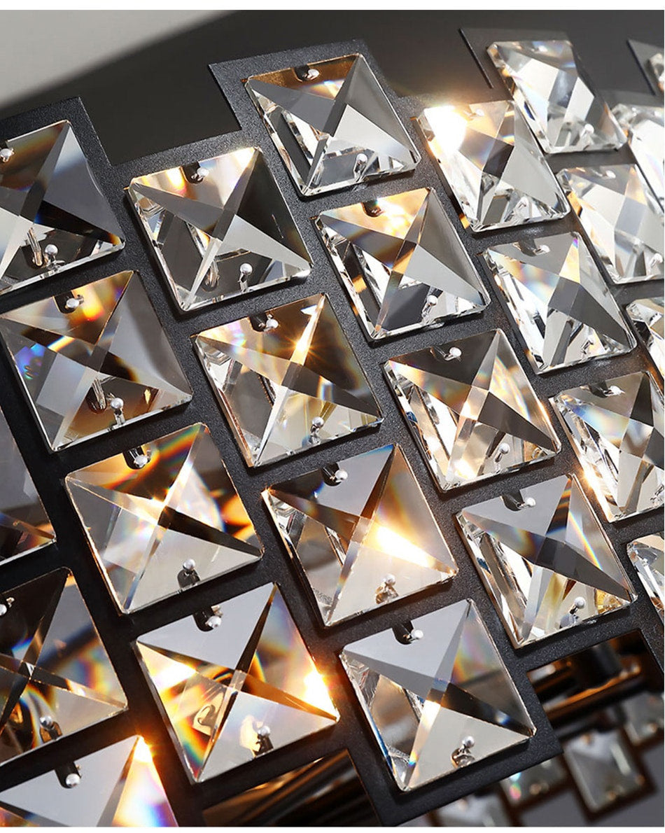 Black crystal lamp for modern living room, bedroom, kitchen., 31.5''By Miron Demid LLC