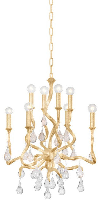 Aveline Eight Light Chandelier, Gold LeafBy Corbett Lighting