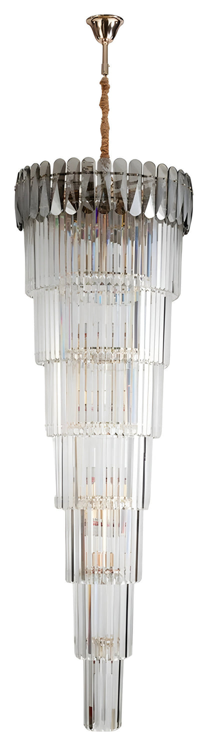 Belvedere | Royal Long Crystal Chandelier For Staircase, Smoke Grey Crystal, Dia27.6xh82.7" / Dia70xh210cm, Warm LightBy Miron Demid LLC