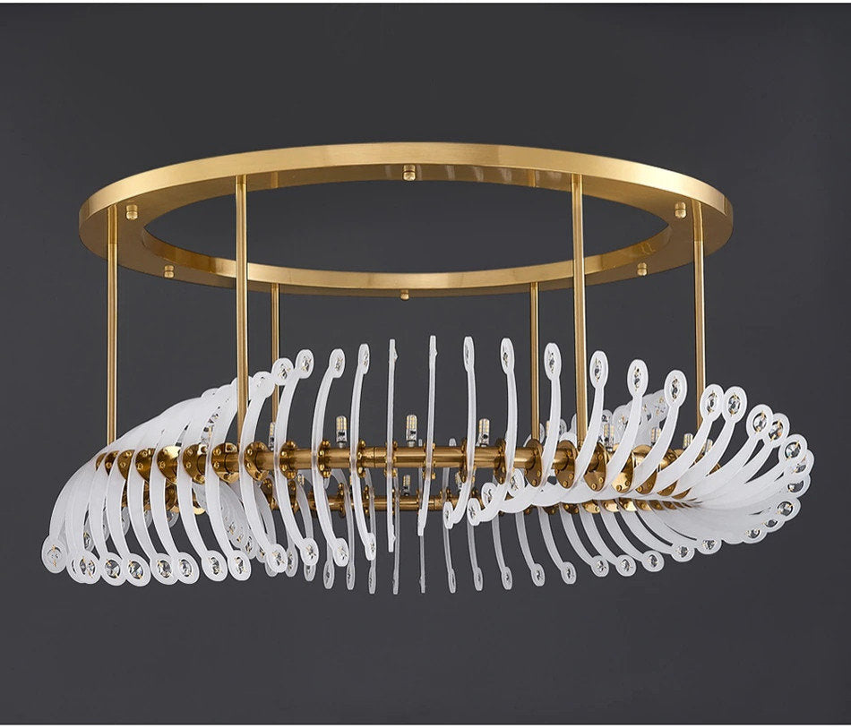 Gold/white crystal ceiling chandelier for living room bedroom dining room 39.4"By Miron Demid LLC