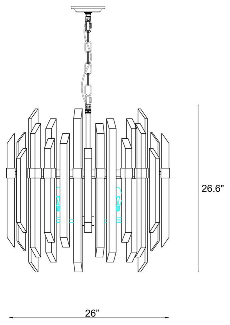 Z-Lite 4006-9 Bova 6 Light 26"W Crystal Chandelier - Polished NickelBy Z-LIte
