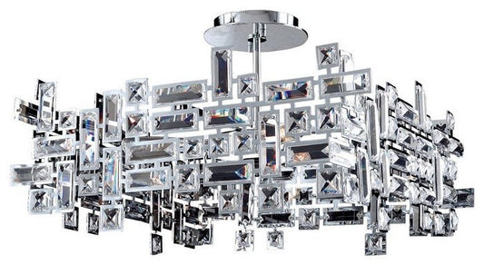 Allegri Crystal, Vermeer 8 Light, 21" Adjustable Square Pendant/Semi FlushBy Allegri Crystal by Kalco Lighting