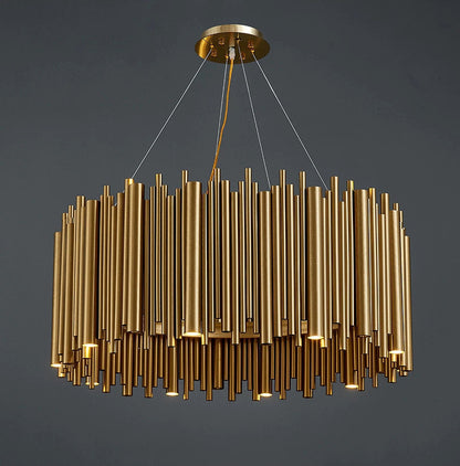 Genappe | Luxury Drum Gold Stainless Steel Chandelier, 19.7"By Miron Demid LLC