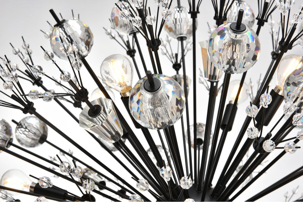 Elegant Lighting 2500D32BK Vera 32 inch crystal starburst round pendant in blackBy Elegant Furniture & Lighting