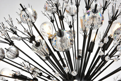 Elegant Lighting 2500D32BK Vera 32 inch crystal starburst round pendant in blackBy Elegant Furniture & Lighting